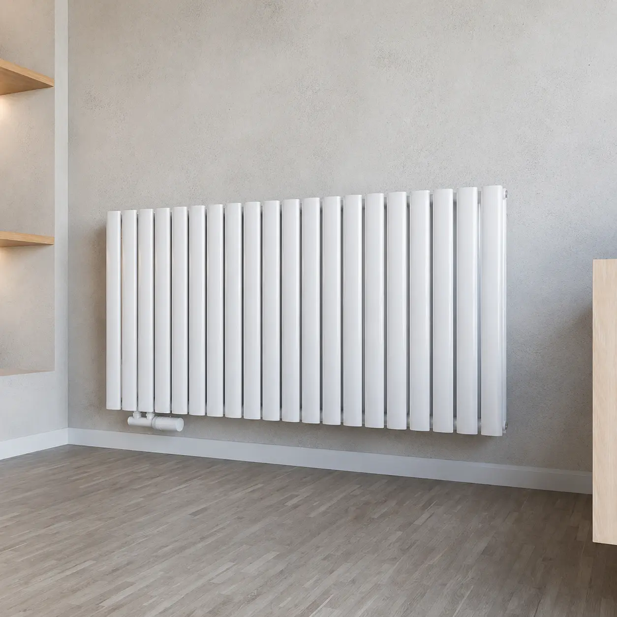 Riscaldamento moderno — radiatore in un ambiente risanato